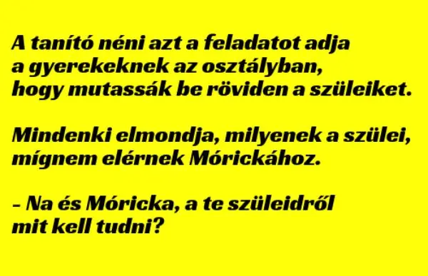Vicc: Móricka bemutatja a szüleit - ... kattints a folytatásért