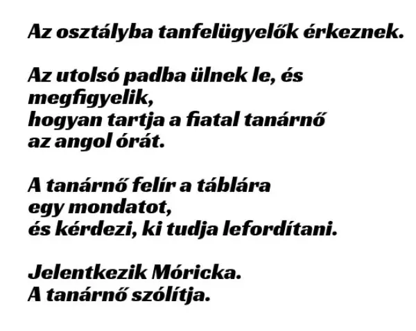 Vicc: Mórickáék osztályába tanfelügyelők érkeznek - ... kattints a folytatásért