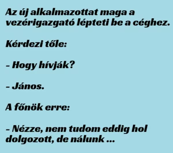 Vicc: Az új alkalmazottat maga a vezérigazgató lépteti be a