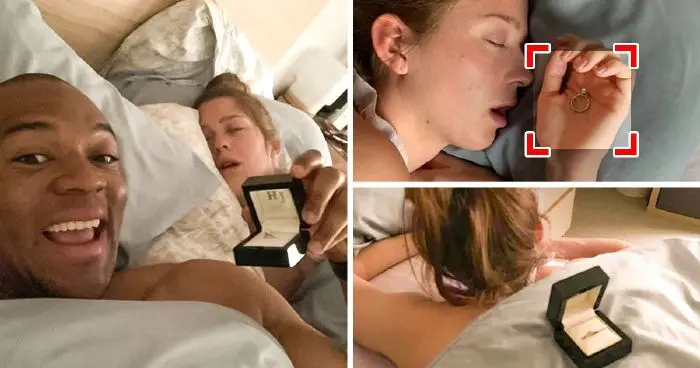 Egy férfi titokban odacsempészte a gyűrűt a barátnőjével közös fotóikra