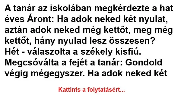 A tanár az iskolában megkérdezte a hat éves Áront...