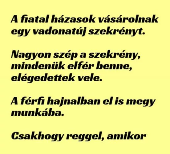Vicc: A fiatal házasok vásárolnak egy vadonatúj szekrényt - ...