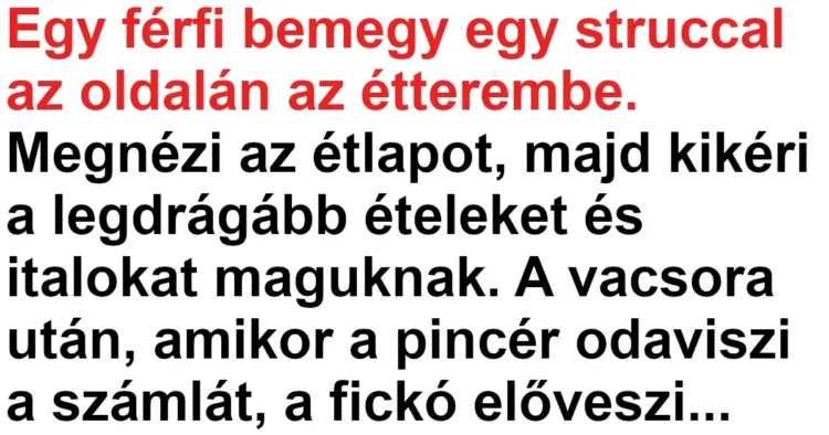Vicc: A fickó egy struccal az oldalán ment be az