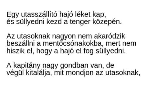 Vicc: Egy utasszállító hajó léket kap, és süllyedni kezd a