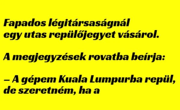 Vicc: Fapados légitársaságnál egy utas repülőjegyet vásárol. - ...