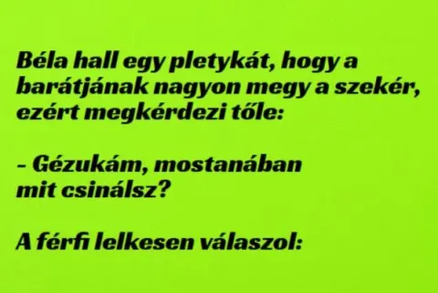 Vicc: Béla hall egy pletykát, hogy a barátjának nagyon megy