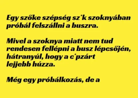 Vicc: Egy szőke szépség próbál felszállni a buszra...