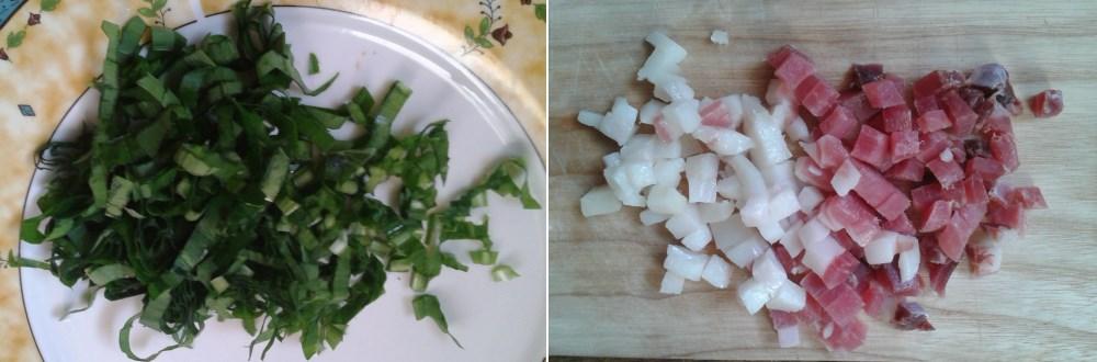 A felkockázott medvehagyma és sonka