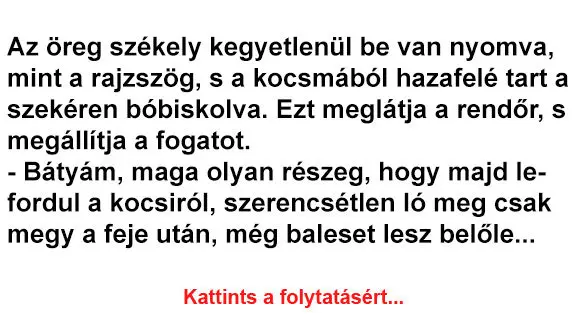 Vicc: Az öreg székely kegyetlenül be van nyomva... Vicc: Az öreg székely kegyetlenül be van nyomva…