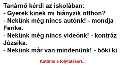 Vicc: Tanárnő kérdi az iskolában…