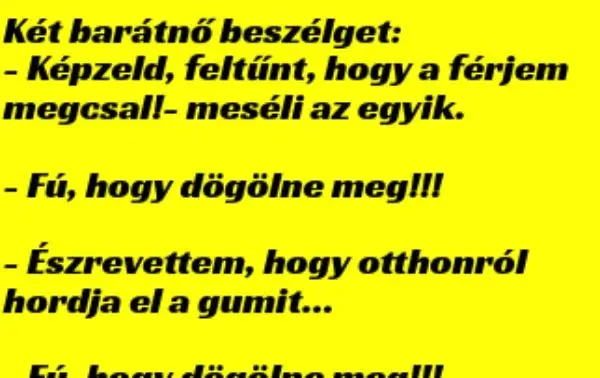 Vicc: Rájöttem, hogy a férjem megcsal... Vicc: Rájöttem, hogy a férjem megcsal…