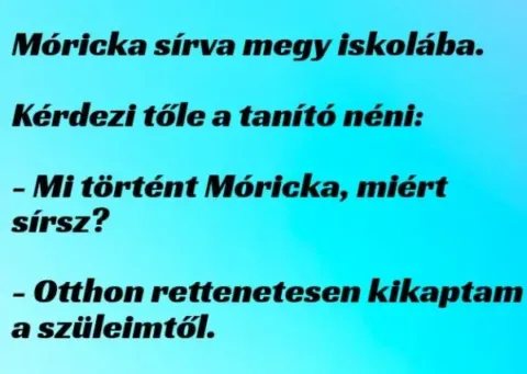 Vicc: Móricka sírva megy iskolába... Vicc: Móricka sírva megy iskolába…