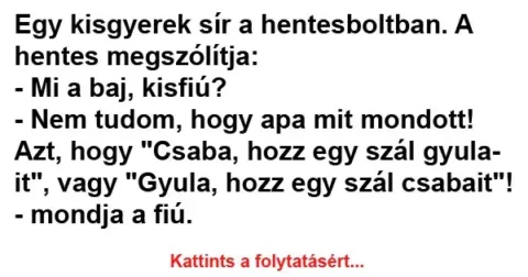 Vicc: Egy kisgyerek sír a hentesboltban... Vicc: Egy kisgyerek sír a hentesboltban…