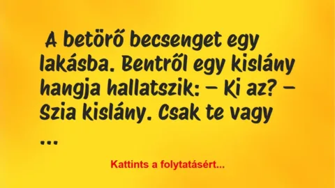 Vicc: A betörő becsenget egy lakásba Vicc: A betörő becsenget egy lakásba