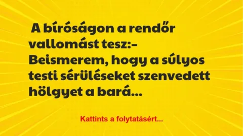 Vicc: A bíróságon a rendőr vallomást tesz