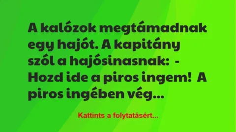 Vicc: A kalózok megtámadnak egy hajót. A kapitány szól a… Vicc: A kalózok megtámadnak egy hajót. A kapitány szól a…