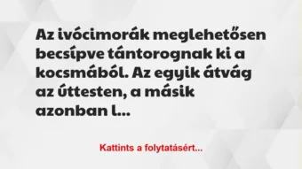 Vicc: Az ivócimorák meglehetősen becsípve tántorognak ki a kocsmából. Az…