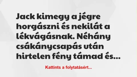Vicc: Jack kimegy a jégre horgászni és nekilát a lékvágásnak. 

Néhány…