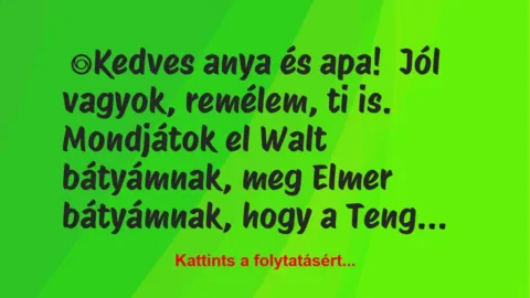 Vicc: Kedves anya és apa!