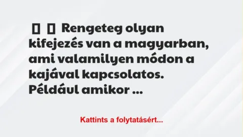Vicc:
Rengeteg olyan kifejezés van a magyarban, ami valamilyen… Vicc:
Rengeteg olyan kifejezés van a magyarban, ami valamilyen…
