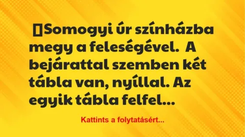 Vicc: Somogyi úr színházba megy a feleségével… Vicc: Somogyi úr színházba megy a feleségével…