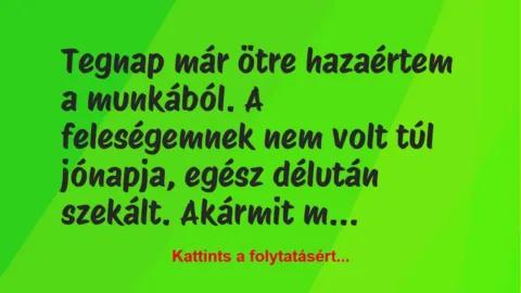 Vicc: Tegnap már ötre hazaértem a munkából. A feleségemnek nem volt túl…