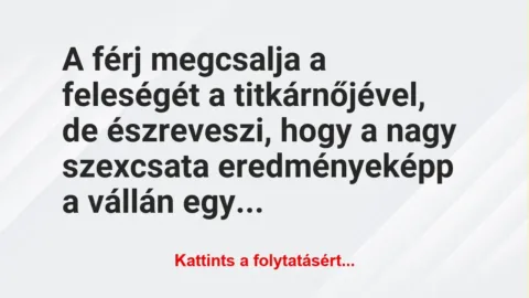 Vicc: A férj megcsalja a feleségét a titkárnőjével, de észreveszi, hogy a… Vicc: A férj megcsalja a feleségét a titkárnőjével, de észreveszi, hogy a…