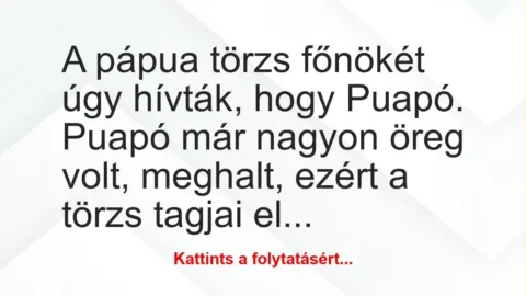 Vicc: A pápua törzs főnökét úgy hívták, hogy Puapó. Puapó már nagyon öreg… Vicc: A pápua törzs főnökét úgy hívták, hogy Puapó. Puapó már nagyon öreg…