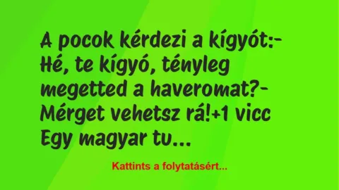 Vicc: A pocok kérdezi a kígyót:

– Hé, te kígyó, tényleg megetted a…