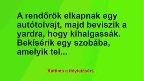 Vicc: A rendőrök elkapnak egy autótolvajt, majd beviszik a yardra, hogy…