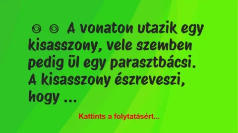 Vicc:
A vonaton utazik egy kisasszony, vele szemben pedig ül egy … Vicc:
A vonaton utazik egy kisasszony, vele szemben pedig ül egy …