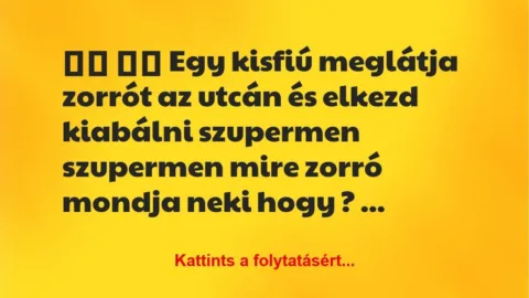 Vicc: 
		  
		  Egy kisfiú meglátja zorrót az utcán és elkezd…