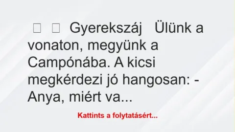 Vicc: 
	    	    Gyerekszáj


Ülünk a vonaton, megyünk a Campónába. A…