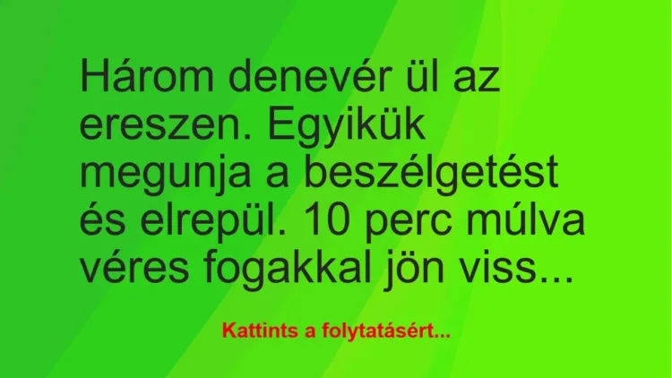 Vicc: Három denevér ül az ereszen. Egyikük megunja a beszélgetést és elrepül… Vicc: Három denevér ül az ereszen. Egyikük megunja a beszélgetést és elrepül…