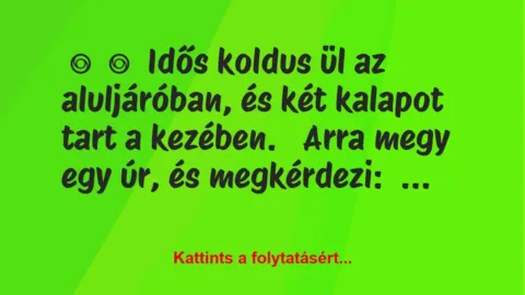 Vicc: 
	    	    Idős koldus ül az aluljáróban, és két kalapot tart a…