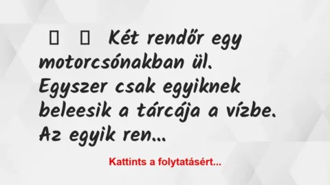 Vicc: 
	    	    Két rendőr egy motorcsónakban ül.


Egyszer csak egyik…
