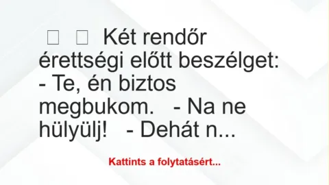 Vicc: 
	    	    Két rendőr érettségi előtt beszélget:


– Te, én…