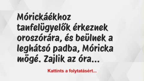 Vicc: Mórickáékhoz tanfelügyelők érkeznek oroszórára, és beülnek a leghátsó… Vicc: Mórickáékhoz tanfelügyelők érkeznek oroszórára, és beülnek a leghátsó…