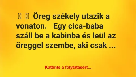 Vicc: 
	    	    Öreg székely utazik a vonaton.


Egy cica-baba száll…