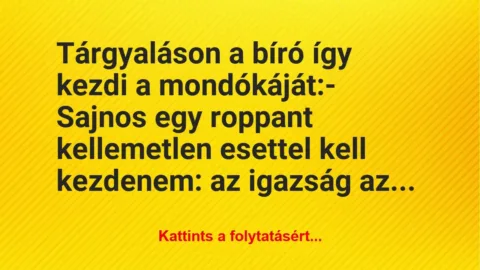 Vicc: Tárgyaláson a bíró így kezdi a mondókáját:

– Sajnos egy roppant…