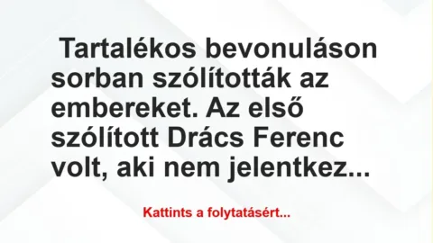 Vicc: Tartalékos bevonuláson sorban szólították az embereket
