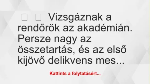 Vicc: 
	    	    Vizsgáznak a rendőrök az akadémián.


Persze nagy az…