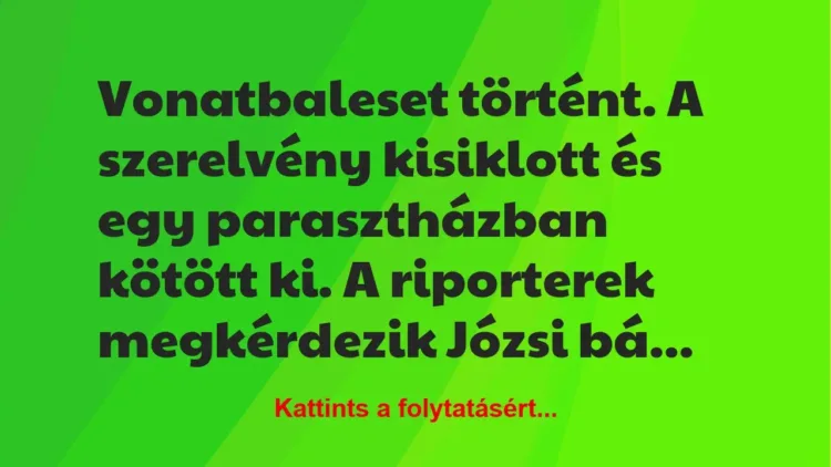 Vicc: Vonatbaleset történt. A szerelvény kisiklott és egy parasztházban… Vicc: Vonatbaleset történt. A szerelvény kisiklott és egy parasztházban…