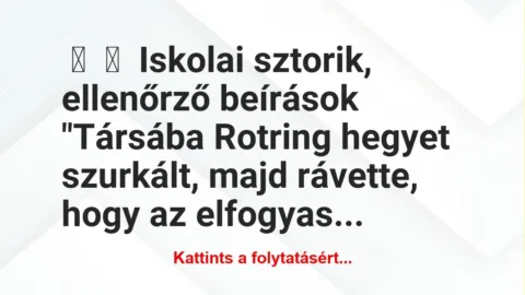 Vicces történet: 
	    	    Iskolai sztorik, ellenőrző beírások


“Társába Rotring…