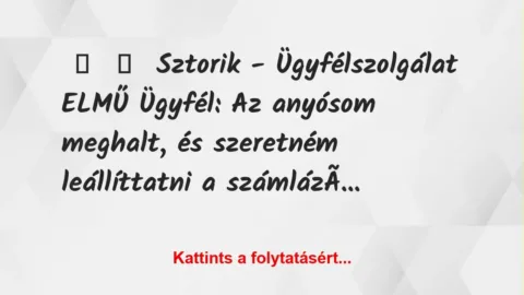 Vicces történet: 
	    	    Sztorik – Ügyfélszolgálat ELMŰ


Ügyfél: Az anyósom…