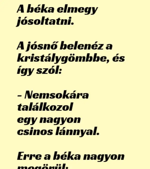 Vicc: A béka elmegy jósoltatni Vicc: A béka elmegy jósoltatni