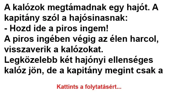 Vicc: A kalózok megtámadnak egy hajót. A kapitány szól a Vicc: A kalózok megtámadnak egy hajót. A kapitány szól a hajósinasnak