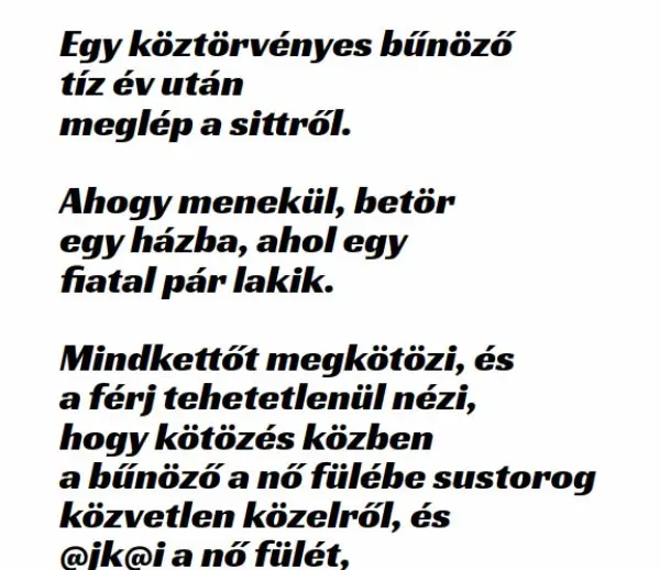 Vicc: Egy köztörvényes bűnöző tíz év után meglép a sittről Vicc: Egy köztörvényes bűnöző tíz év után meglép a sittről