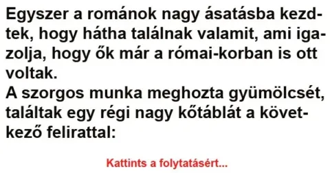 Vicc: Egyszer a románok nagy ásatásba kezdtek