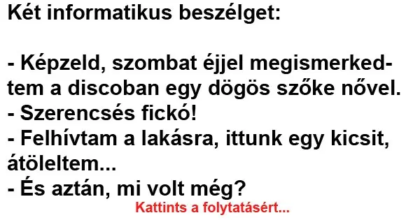 Vicc: Két informatikus beszélget Vicc: Két informatikus beszélget